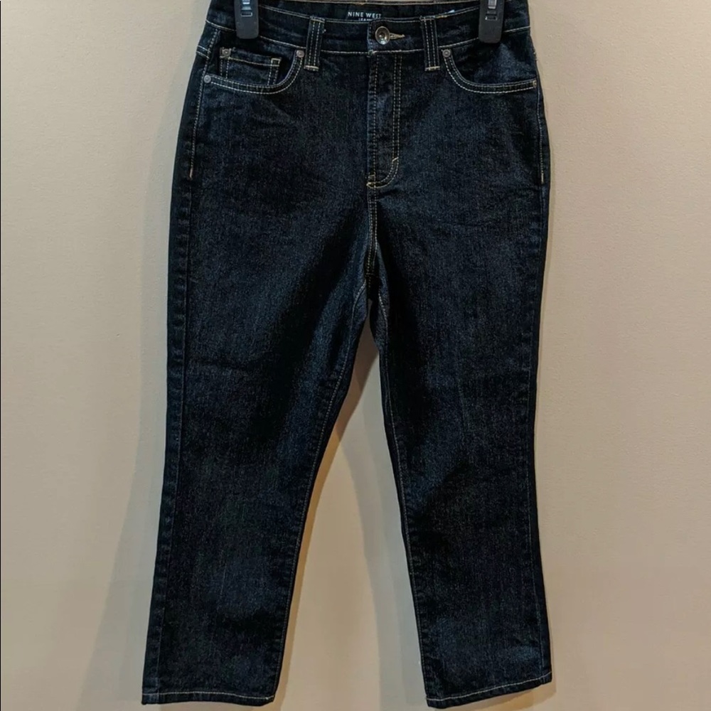 nine west women's blue capri denim sz 6.